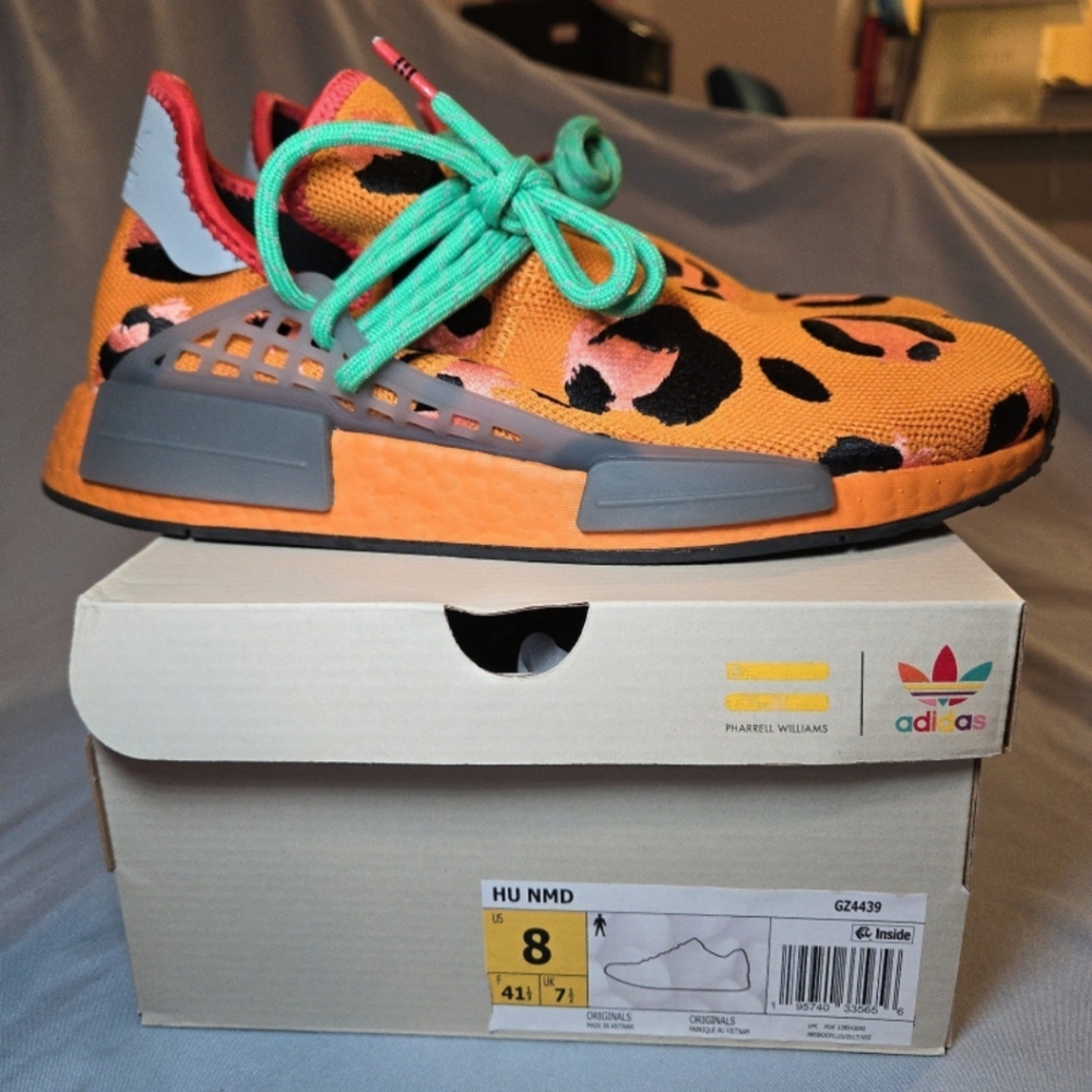 Adidas HU NMD Orange with Leopard Print